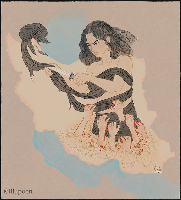 Mother Iran freeing herself from clerical rule, iran revolution 2026 by Pooneh Nik