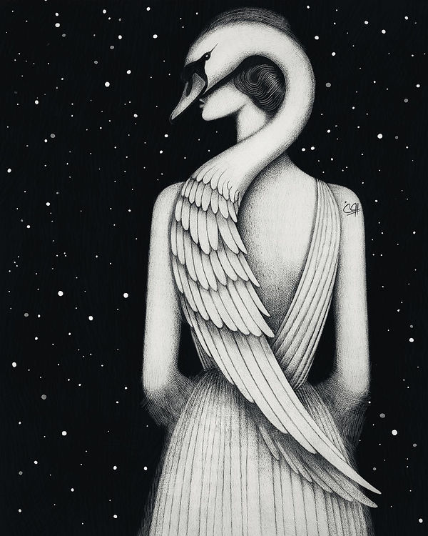 Swan Song, myth & fantasy by Pooneh Nik