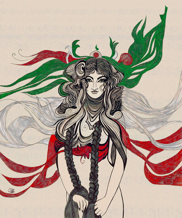 Irandokht I, woman, life, freedom (2022–23) by Pooneh Nik