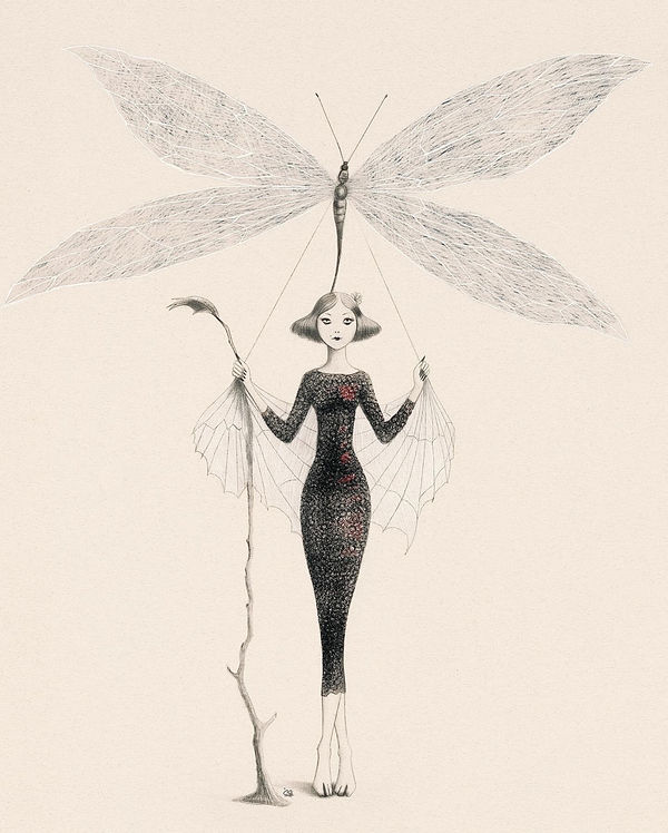 Dragonfly, women & nature by Pooneh Nik