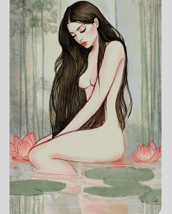 Lotus, women & nature by Pooneh Nik